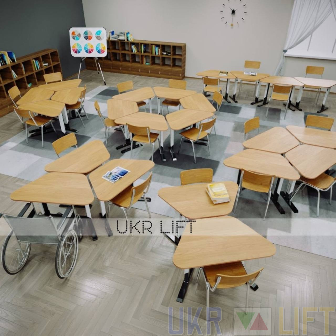 Парти-трансформери трапеції для коворкінгу, модульні з регулюванням висоти в школі | УКРЛІФТ-СЕРВІС